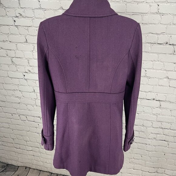 Tulle Anthropologie Purple Wool Blend Collared Lined Overcoat Size Medium M - Picture 2 of 16
